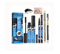 Liquid Eyeliner Mascara Eyebrow Pencil Set, 3 Pcs Rich Black Waterproof Long Lasting Cat Eye Makeup Kit for Women and Girls