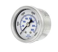 Liquid Filled Center Back Mount Pressure Gauge with 1.5" Dial, 0-5000 PSI, 1/8" Male NPT Connection, Stainless Steel CASE and Bezel (1)
