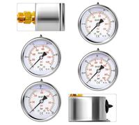 Liquid Filled Hydraulic Pressure Gauge 0-100 Bar/PSI Dual Scale with 60mm Stainless Steel Dial, Brass Connector M14x1.5 for Hydraulic, Pneumatic, Water and Re(0-25 Bar)