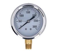 Liquid Filled Pressure Gauge 1/4 NPT Stainless Steel Pressure Meter 2.5 Inch Dial Air Water Oil Hydraulic Pressure Gauge 0-3000PSI