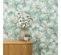 Liquid Floral Vinyl Wallpaper Erismann 10514-18 Aurora Marbled Feature Wall Blue