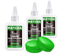 Liquid Food Coloring (Matcha), 70g × 3 Bottles Food-Grade Concentrated Flavorless Food Coloring Set, Vibrant Dye Ideal for Baking Cookies, Cake Decorating, Icing, Fondant, Easter Eggs, DIY Projects