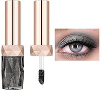 Liquid Glitter Eyeshadow,European and American Style Lazy Pearlescent Monochromatic Liquid Eye Shadow,Pearl Diamond Makeup Glitter Sequin Eye Shadow Liquid (02 Shining Black)