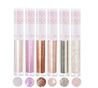 Liquid Glitter Eyeshadow Set with Shimmering Rainbow Glitter - Six High-Shimmer Liquid Eyeshadows for Party and Daily Wear, Long Lasting, Waterproof & Smudge Proof Makeup, Champagne, Lilac, Copper,