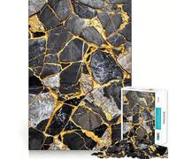 Liquid Gold Elegance Jigsaw Puzzles for Teenagers 1000 Piece Brain Exercise DIY Fun Family Game Art Display (38x26cm)