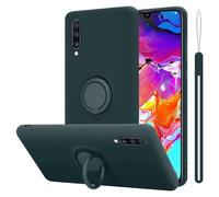 cadorabo cover compatible with Samsung Galaxy A70 / A70s in LIQUID GREEN - Mobile Phone Case made of flexible TPU Silicone with Ring - Silicone Cover Protective Ultra Slim Soft Back Case Bumper