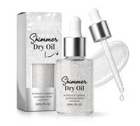 Liquid Highlighter Drops - Silver Body Shimmer Oil & Face Glow Makeup, Quick-Dry Transfer-Resistant Body Glitter Gel for Festival Rave Party, Hydrating Lightweight Formula Doesn't Pill