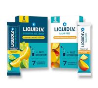Liquid I.V. Electrolyte Powder Pack, Lemon Lime Hydration Multiplier & Sugar Free Mango Pineapple, Electrolytes with 7 Vitamins & Minerals for Fast Hydration & Energy, Vegan & Gluten Free, 12 Sachets