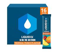 Liquid I.V. Electrolyte Sachets | Tropical Punch | Hydration Electrolyte Powder Mix | 1 Pack (16 Sticks) | 7 Vitamins and Minerals | Vegan