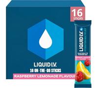 Liquid I.V. Hydration Multiplier Electrolyte Powder Mix, Raspberry Lemonade Flavour, Electrolytes with 7 Vitamins & Minerals for Fast Hydration & Energy, Vegan and Gluten Free, 16 Sachet Sticks