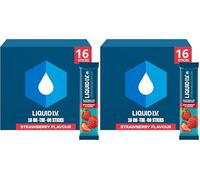 Liquid I.V. Hydration Multiplier Electrolyte Powder Mix, Strawberry Flavour, Electrolytes with 7 Vitamins & Minerals for Fast Hydration & Energy, Vegan and Gluten Free 16 Sachet Sticks (Pack of 2)