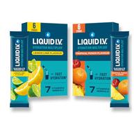 Liquid I.V. Hydration Multiplier Electrolyte Powder Pack, Lemon Lime & Tropical Punch, Electrolytes with 7 Vitamins & Minerals for Fast Hydration & Energy, Vegan and Gluten Free, 12 Sachet Sticks