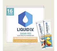 Liquid I.V. Sugar Free Electrolyte Powder Mix Variety Pack, White Peach and Mango Pineapple Flavours, For Fast Hydration & Energy, with 8 Vitamins & Minerals, 16 Sachet Sticks