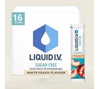 Liquid I.V. Sugar Free Electrolyte Powder Mix, White Peach Flavour, For Fast Hydration & Energy, with 8 Vitamins & Minerals, 16 Sachet Sticks
