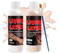 Liquid Latex SFX Makeup, Halloween Latex Wounds Makeup, Light Flesh + White | Liquid Latex for Face with Brush, Halloween Latex Makeup Fx Wounds Wrinkles Flaking Skin, Create Zombie Skin, 2PCS