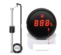 Liquid Level Meter, 52MM Fuel Level Gauge with Alarm+Stainless Steel Fuel Level Sensor 100-600mm Fit Gasoline Boat Car(with 375mm)