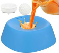 Liquid Lick Bowl - Slow Feeder Spillproof Dish with Built-In Rolling Ball Feature, Boredom Reduce and Mental Stimulation, Liquid Treat Dispensing Feeder for Puppy Senior Care Bone Broth (Blue)