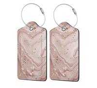 Liquid Marble with Gold,Luggage Tags Pu Leather Name Tag Travel Suitcase Identifier ID Tags Durable Luggage Label 2 pcs