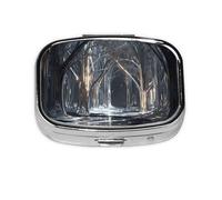 Liquid Metal Forest_1 Square Mini Pill Case, Compact Metal Pocket Pill Box with 2 Compartments for Travel