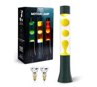 Liquid Motion Lamp Yellow Wax and Transparent Liquid, 15 Inch Retro Lamp Green Metal Base With 2 Bulbs, Table Lamp Night Light For Living Room And Bedroom Desk, Decorative Mood Light For Christmas