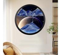 Liquid Motion Sand Art, 360° Rotating Wall Mounted Sculpture, Relaxing Glass Craft with Solid Wood Frame for Home or Office Decor