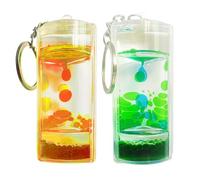 Liquid Motion Timer Keychain Creative Charm Keyrings Sensory Toy Liquid Hourglass Bubble Pendant Keychain Car Key Chain Handbag Decoration Accessories for Kids and Adults (G-2 PCS)