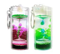 Liquid Motion Timer Keychain Creative Charm Keyrings Sensory Toy Liquid Hourglass Bubble Pendant Keychain Car Key Chain Handbag Decoration Accessories for Kids and Adults (J-2 PCS)