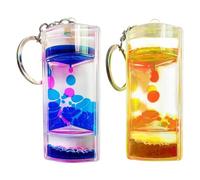 Liquid Motion Timer Keychain Creative Charm Keyrings Sensory Toy Liquid Hourglass Bubble Pendant Keychain Car Key Chain Handbag Decoration Accessories for Kids and Adults (K-2 PCS)