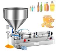 Liquid Paste Filling Machine - Pneumatic 304 Stainless Steel Horizontal Filler with Hopper for Water, Oil, and Cream Liquids, 40ml Capacity