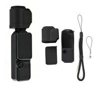 Liquid Silicone Case for DJI Osmo Pocket 4,Soft Full Body Skin Sleeve with Nano Coating,Anti-Slip Texture on Back,Screen Protection and Lanyard, All-Round Protection Gimbal Camera Accessories (Black)