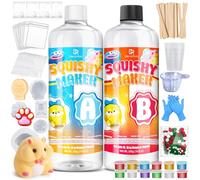 Liquid Silicone for Taba Squishy Kit, 1000g 1:1 AB Ratio Mixed Super Soft Fast Cure for Squishy Maker, Squishy Rubber for Cat Paw & Hamster Molding with Flocking Powder, Pom Poms Decompression Craft