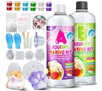 Liquid Silicone for Taba Squishy Kit - 1000g 1:1 AB Ratio Mixed Super Soft Silicone Rubber for Squishy Maker, Perfect DIY Stress Relief Making Kit, Meaningful Gift for DIY Craft Makers, with 5 Moulds