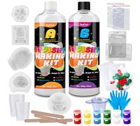 Liquid Silicone for Taba Squishy Kit 1000g, 1:1 AB Super Soft Silicone, Bubble-Free Fast Cure, DIY Squishy Making Kit with 5 Moulds (Cat Paw, 2Hamster, Bear, Taiyaki), Stress Relief Gift for Beginners