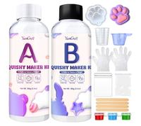 Liquid Silicone for Taba Squishy Kit, 200g 1:1 AB Ratio Mixed for Squishy Maker, Super Soft & Fast Cure Silicone Rubber for Taba Squishy, Stress Relief & DIY Decompression Gift, Flocking Cat's Paw