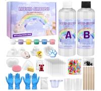 Liquid Silicone for Taba Squishy Kit, 500g 1:1 AB Ratio Mixed Super Soft Silicone Rubber for Cat Paw Casting, Stress Relief Hamster Molding, Decompression Gift, DIY Craft for Enthusiasts (Colorful B)