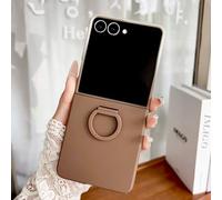 Liquid Silicone Ring Gradient Phone Case for Samsung Galaxy Z Flip7 Fe Zflip 5 6 7 Zflip 5 Zflip6 Zflip 7 Soft Bumper Cover(For Galaxy Z Flip6/Gradient Brown)