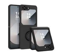 Liquid Silicone Ring Holder Grip Stand Phone Case for Samsung Galaxy Z Flip Zflip 7 6 5 4 3 Zflip6 Zflip5 Zflip4 Zflip3(For Samsung Z Flip 3/Black)