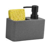 Liquid Soap Dispenser and Sponge Holder Countertop Liquid Pump Bottle Grey 14 x 7 x 13 cm
