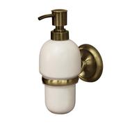 Liquid Soap Dispenser Ceramic Antique Brass Wall Mounted