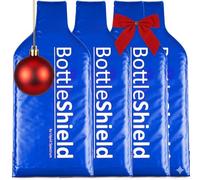 4 Pack Reusable Wine Protector Travel Bag by Bottle Shield - Bubble Cushioning Wrap Suit | Unbreakable Bottle Sleeve, Leak Proof - Wine Tote Bags Accessory for Suitcase Luggage