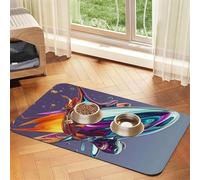 Liquid Splashing, Rocket Spacecraft Pet Feeding Mat Dog Cat Eating Food Absorbent Leather Tablecloth for and Water Bowl Waterproof No Stains Quick Dry Non-Slip 23.62 * 15.75IN