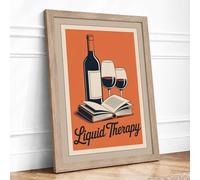 Liquid Therapy Vintage Framed Wall Art Print A4 (29.7×21cm) Oak, Wall Decor for Living Room, Bedroom, Office & Home, Ready to Hang, Art Gift