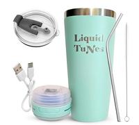 Liquid TuNes Stainless Steel Bluetooth Speaker Drinking_Cup, Upgraded 1000MaH Battery, Up to 8 Hours Playback Time Sea Blue