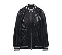 Liquid Vinyl Bomber Jacket in Black M