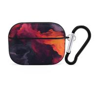 Liquid Watercolor Earbuds Organizer Shockproof Protective Airpods Pro Cover with Carabiner Clip Anti Fall Carrying Earphone Case Cover for Airpods Pro 2nd Generation Black