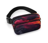 Liquid Watercolor Fanny Pack Belt Bag with Adjustable Strap Fashion Waist Bag for Outdoor Sports Hiking, white, 20x13cm, Full Printed Waist Bag