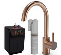 Liquida Bht311Cp Brushed Copper 3-In-1 Instant Boiling Hot Water Kitchen Tap