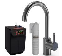 Liquida Bht311Gm Gun Metal Grey 3-In-1 Instant Boiling Hot Water Kitchen Tap