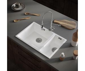Liquida CM670GW 1.5 Bowl Comite Undermount/Inset Gloss White Kitchen Sink