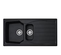 Liquida Cmp15Bl 1.5 Bowl Reversible Black Kitchen Sink And Waste Kit